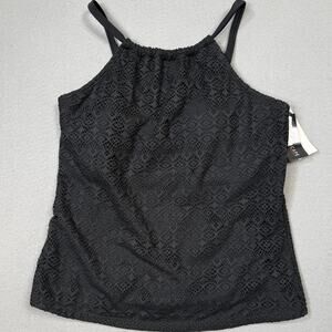 Island Escape Women's Crochet Underwire Tankini Swim Top, Black 10 $40